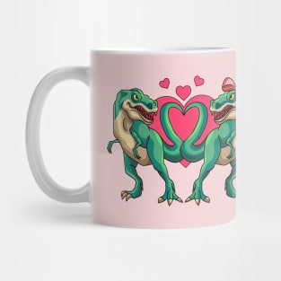 T Rex in Love Valentine's Day Funny Love Hearts Dinosaur Mug